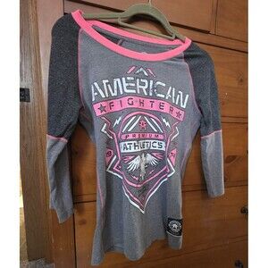 American Fighter Size Medium Premium Athletics Grey And Pink 3/4 Sleeve Tee